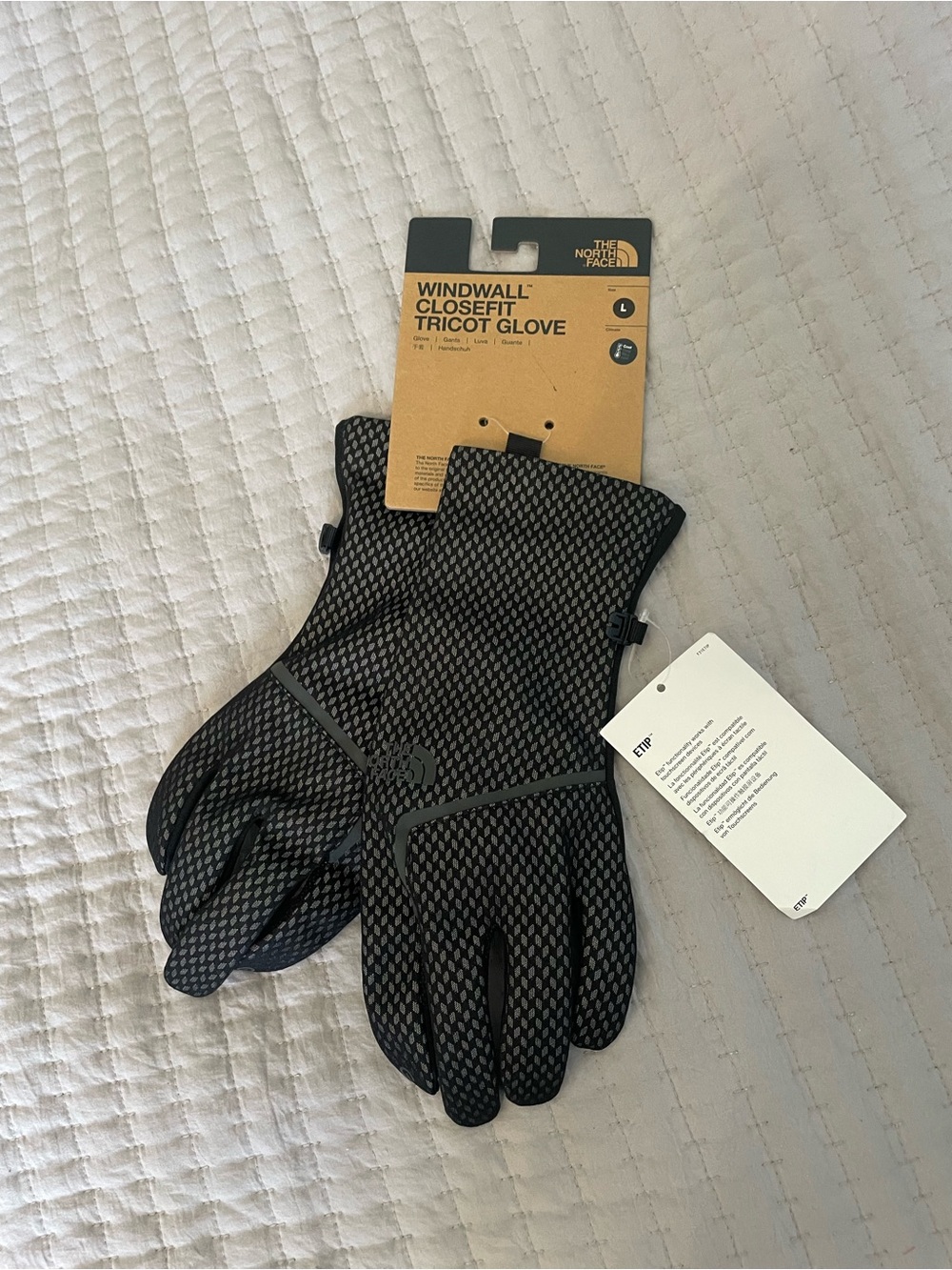 The North Face Windwall Closefit Tricot Gloves NWT Large Black Etip